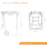 Bote de Basura 120 Lts. / 30 Galones color Negro - Imagen 11