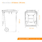 Bote de Basura 240 Lts. / 65 Galones color Negro - Imagen 11