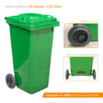 Bote de Basura 120 Lts. / 30 Galones color Verde - Imagen 11
