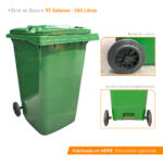 Bote de Plastico 360 Lts. / 95 Galones color Verde - Imagen 6