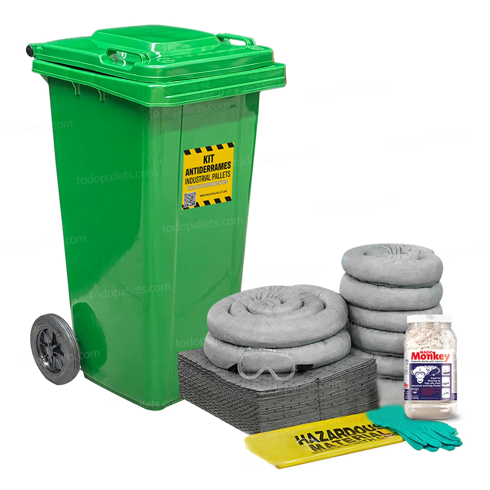 Kit30UnivC_001 Kit Antiderrames Móvil 30 Galones con Contenedor de Plástico - Universal - Imagen 1